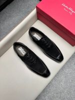 Ferragamo Black calfskin Leather Shoes-Ferragamo Man Business Leather Shoes